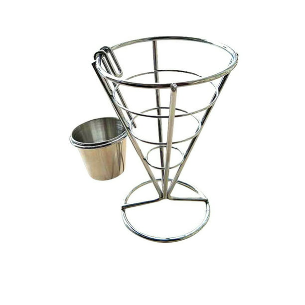 Set of 4 Metal Chip Baskets Fries Holders with Paper Liners Chip Cone Snack 
